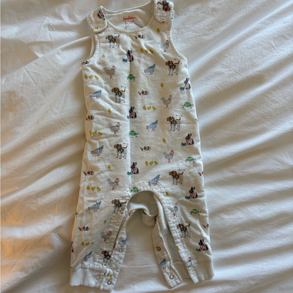 Baby Boden White Romper with Animal Prints 9-12 months